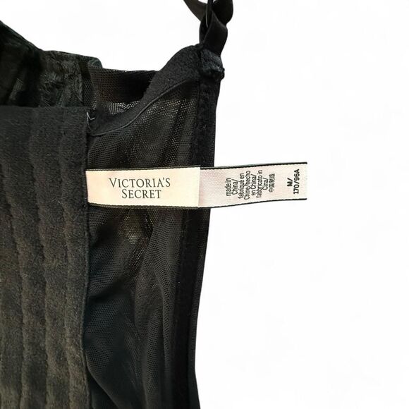 Victoria’s Secret Black Lace Corset with Boning & Garter Straps Size M - Picture 5 of 5